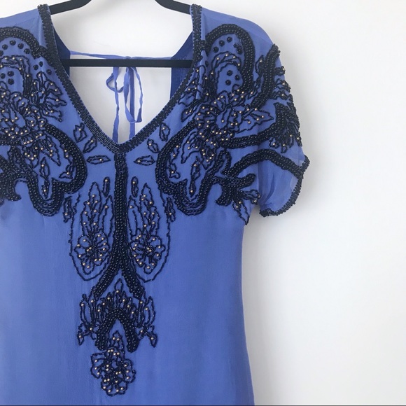 Vintage Lux Beaded Chiffon Mini Dress - Picture 2 of 5